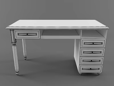 Modern Home Desk With Multiple Drawers And Sturdy Wooden Leg Design 3d model