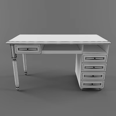 Modern Home Desk With Multiple Drawers And Sturdy Wooden Leg Design 3d model