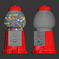 Red Commercial Gumball Machines With Transparent Globe And Coin Mechanism Design
