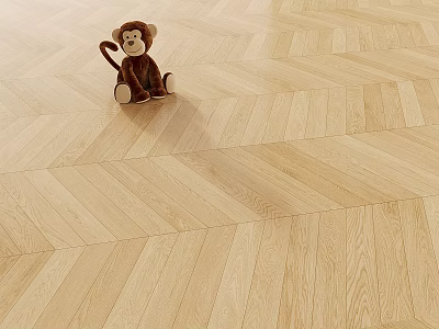Light Oak Herringbone Wood Flooring Bringing Natural Charm to Bright Home Interior 3d model