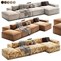 Modern Soft Modular Fabric Double Sofa With Decorative Pillows Blankets And Multiple Color Options