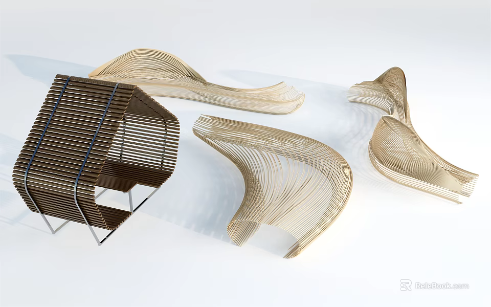 Lightweight Modern Woven Outdoor Chairs with Stylish Curved Streamlined Unique Design 3d model 