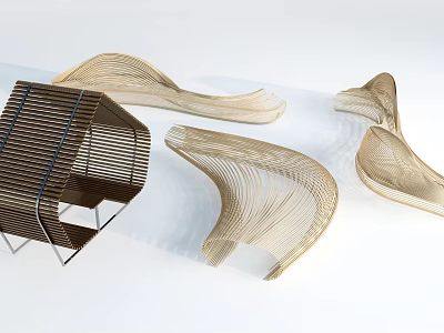 Lightweight Modern Woven Outdoor Chairs with Stylish Curved Streamlined Unique Design 3d model