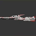Futuristic Sci-Fi Spaceship Model With White Red Color And Detailed Design