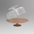 Transparent Ceramic Vessel With Lid On Round Wooden Base Modern Design