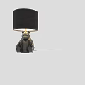 Geometric Bear Shaped Table Lamp With Black Fabric Shade And Gray Body
