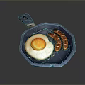 Blue Non Stick Frying Pan With Fried Egg And Sausages For Breakfast