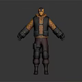 3D Game Character Model With Yellow Black Outfit Red Pants And Protective Armor Gear
