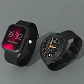 Two Smart Watches With Digital Display Black Strap And Mesh Band Design