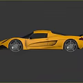 Yellow Sports Car With Sleek Design Black Roof Rear Spoiler And Silver Wheels