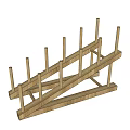 Wooden Cabinet Frame Structure With Multiple Vertical Posts And Horizontal Beams 3d model