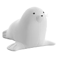 Two White Seal Plush Toys Sitting And Lying On White Background