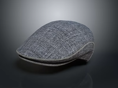 Classic Gray Tweed Flat Cap for Daily Wear with Soft Lining and Adjustable Fit 3d model