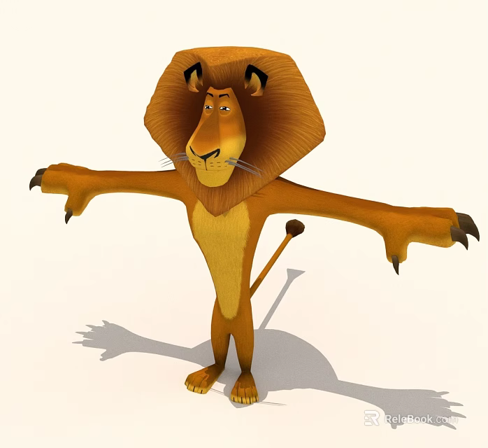 Friendly Cartoon Lion Character With Outstretched Arms And Standing Pose 3d model 
