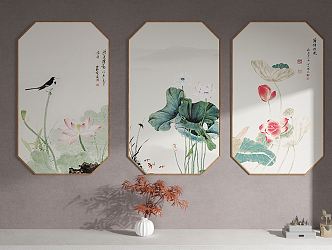 New Chinese Plant Painting Hanging Paintings 3d model