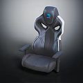 Modern Ergonomic Gaming Chair with Black Leather White Accents and Back Logo Design