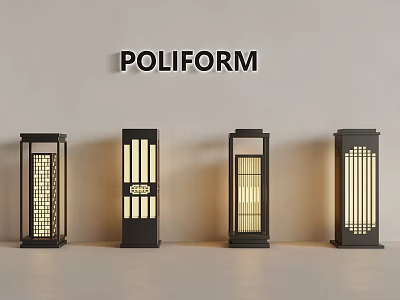 Poliform Modern Decorative Lanterns With Four Different Designs On White Background 3d model