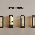 Poliform Modern Decorative Lanterns With Four Different Designs On White Background 3d model