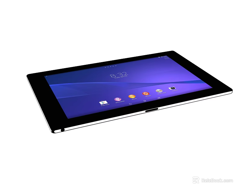 Modern Tablet Computer Displaying Blue Background Digital Screen With App Icons And Black Border 3d model