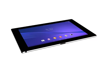 Modern Tablet Computer Displaying Blue Background Digital Screen With App Icons And Black Border 3d model