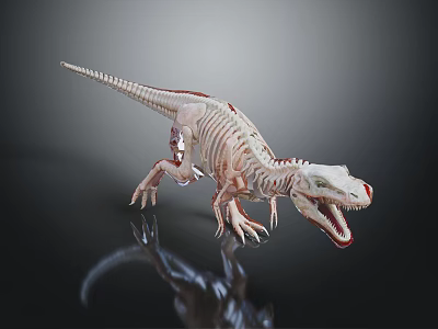 Dinosaur Skeleton Anatomical Model With Internal Organs And Fur Details 3d model