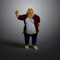 Man In Red Plaid Shirt White Tank Top Blue Jeans Standing With Raised Right Hand