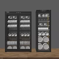Modern Kitchen Appliances Storage Cabinets With Glass Doors And Illuminated Utensils