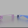 Modern Curved Transparent Acrylic Stools In Pink And Blue For Home Interior Design