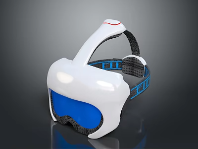 Modern White VR Headset With Blue Lenses And Adjustable Straps 3d model