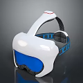 Modern White VR Headset With Blue Lenses And Adjustable Straps