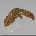 Golden Lizard Decorative Ornament With Detailed Metallic Scales And Shiny Surface