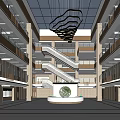 Hospital Outpatient Lobby With Modern Multi Story Design Spiral Staircase Elegant Chandelier And Marble Floor