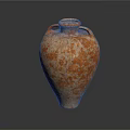 Antique Terracotta Vase With Weathered Orange Texture And Two Handles 3d model