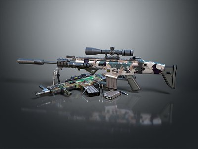 Modern Sniper Gun Sight Sniper Rifle Sci-Fi Sniper Rifle 3d model