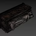 Ancient Golden Sarcophagus With Recumbent Figure Sculpture And Intricate Carvings On Ornate Base