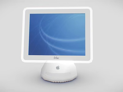 Modern White iMac Computer With Blue Screen Display And Sleek Design 3d model
