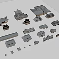 Ancient Architecture Models Featuring Traditional Temple Pagoda And Roof Structures