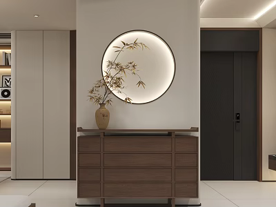 Song Style Aesthetics Entrance Background Wall New Chinese Style Living Room View End Ornaments Floriculture Side Cabinet 3d model