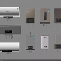 Modern Electric And Gas Water Heaters With Various Designs And Temperature