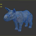 Realistic 3D Baby Rhinoceros Model With Gray Wrinkled Skin Small Horn And Smooth Surface