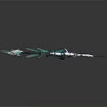 Futuristic Mechanical Spear With Silver Black Blue Green Accents And Sharp Tip