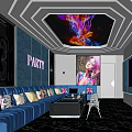 Modern KTV Interior Design With Neon Lights Sofas And Large Screens 3d model