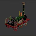 Vintage Steam Train Model with Green Body Red Wheels Black Chimney and Golden Top