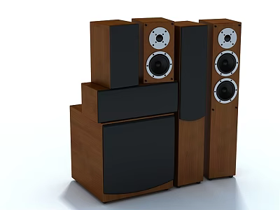 Wooden Audio Speakers With Different Designs Including Floorstanding And Bookshelf Models 3d model