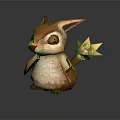 Adorable Reptile Character With Brown White Body Large Ears And Star Shaped Tail