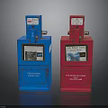 Blue and Red Fire Department Emergency Safety Boxes With Instruction Panels
