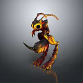 Fantasy Monster Game Movie Character Featuring Yellow Red Lava Inspired Spiked Claws And Antennae