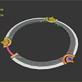 Blue Circular Decorative Bracelet With Gold Accents Green And Blue Gemstones Inlaid Design