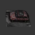 Small Red Car Covered with Various Stickers All Over the Body