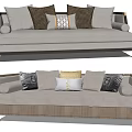 Modern Light Colored Sectional Sofa With Wooden Frame And Decorative Cushions 3d model